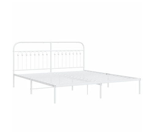 Estructura cama sin colchón con cabecero metal blanco 183x213cm