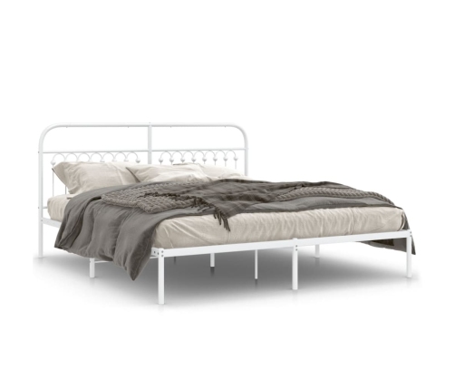 Estructura cama sin colchón con cabecero metal blanco 183x213cm