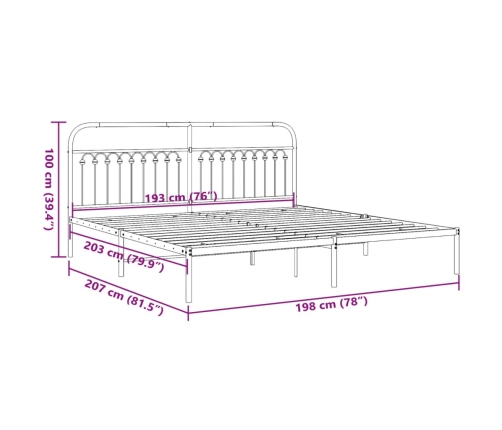 Estructura cama sin colchón con cabecero metal blanco 193x203cm