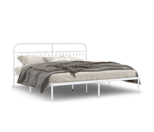 Estructura cama sin colchón con cabecero metal blanco 193x203cm