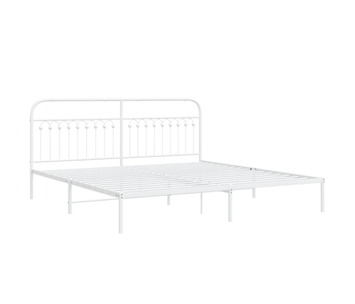 Estructura cama sin colchón con cabecero metal blanco 200x200cm