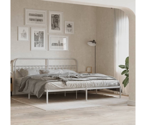 Estructura cama sin colchón con cabecero metal blanco 200x200cm
