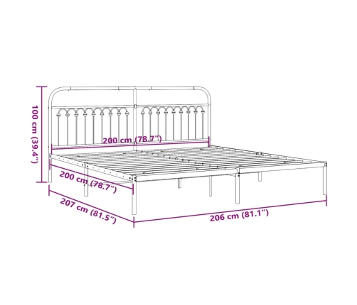 Estructura cama sin colchón con cabecero metal blanco 200x200cm