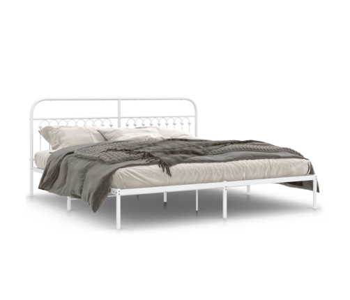 Estructura cama sin colchón con cabecero metal blanco 200x200cm