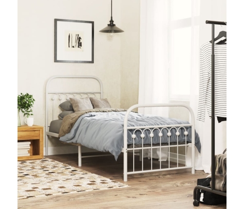 Estructura cama sin colchón con estribo metal blanco 75x190 cm