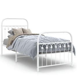 Estructura cama sin colchón con estribo metal blanco 75x190 cm