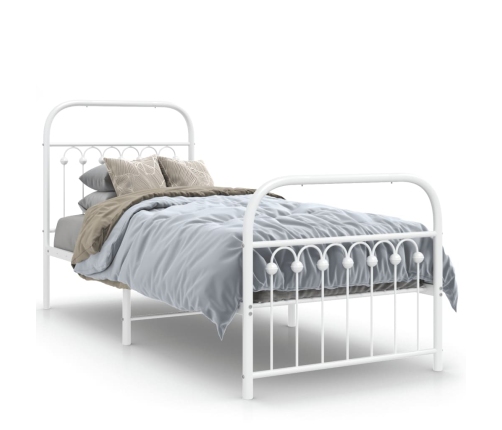 Estructura cama sin colchón con estribo metal blanco 75x190 cm