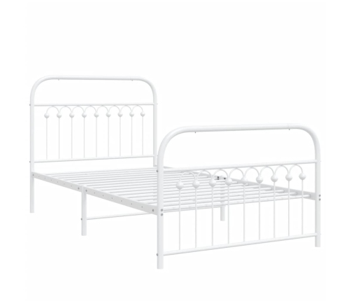 vidaXL Estructura cama metal cabecero y estribo blanca 100x190 cm