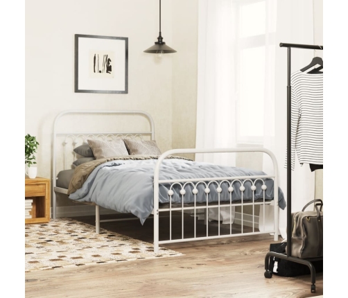 vidaXL Estructura cama metal cabecero y estribo blanca 100x190 cm