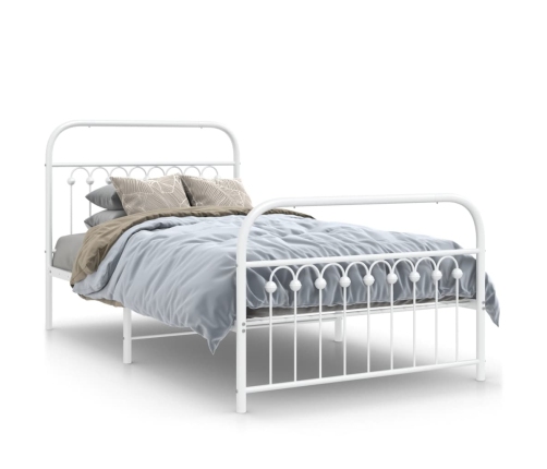 vidaXL Estructura cama metal cabecero y estribo blanca 100x190 cm