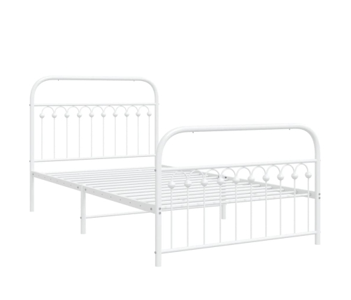 Estructura cama sin colchón con estribo metal blanco 107x203 cm