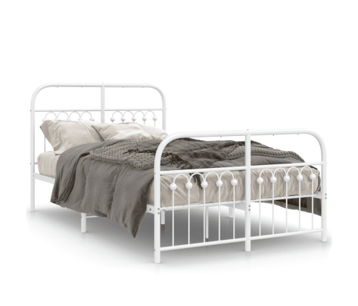 Estructura cama sin colchón con estribo metal blanco 120x190 cm