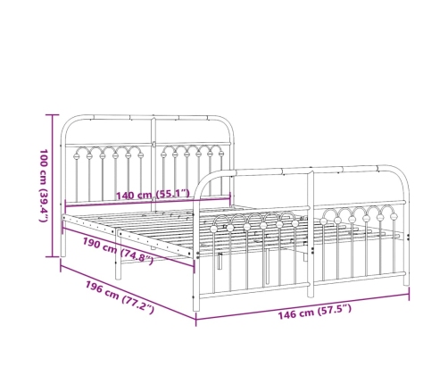 Estructura cama sin colchón con estribo metal blanco 140x190 cm