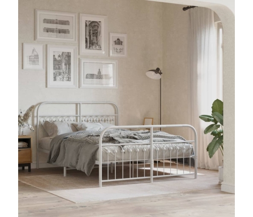 Estructura cama sin colchón con estribo metal blanco 140x200 cm