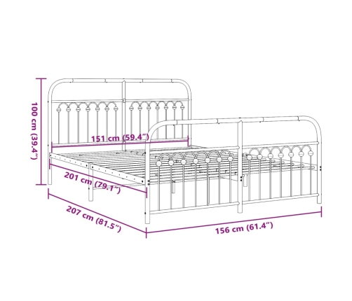 Estructura cama sin colchón con estribo metal blanco 150x200 cm