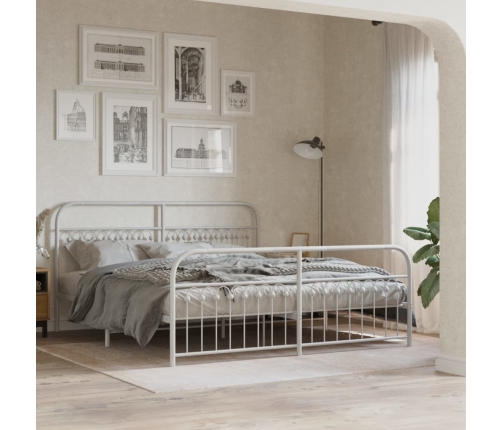 Estructura de cama con cabecero estribo metal blanco 183x203 cm