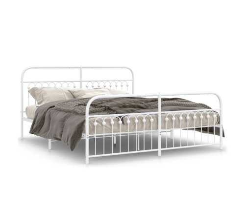 Estructura de cama con cabecero estribo metal blanco 183x203 cm