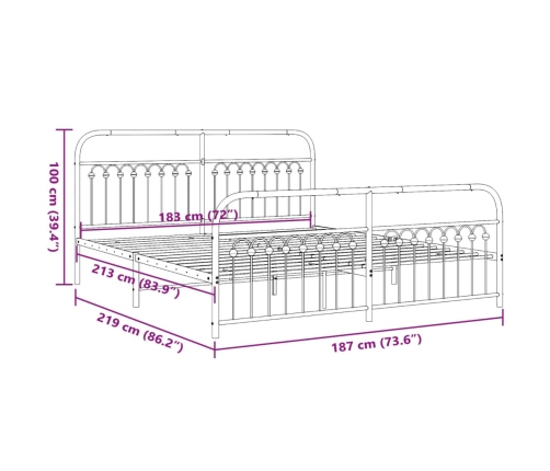 Estructura cama sin colchón con estribo metal blanco 183x213 cm