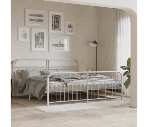 Estructura cama sin colchón con estribo metal blanco 193x203 cm