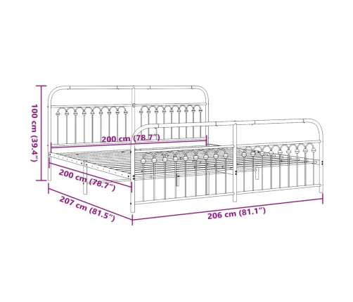 Estructura cama sin colchón con estribo metal blanco 200x200 cm