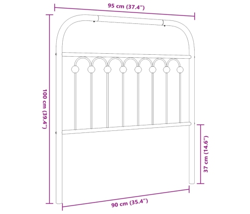 Cabecero de metal blanco 90 cm