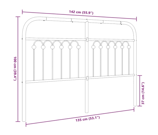 Cabecero de metal blanco 135 cm