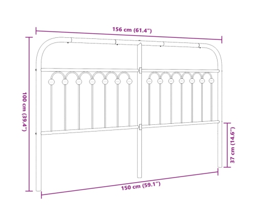 Cabecero de metal blanco 150 cm