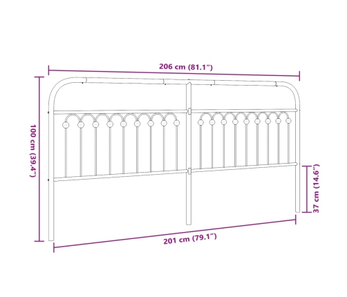 Cabecero de metal blanco 200 cm