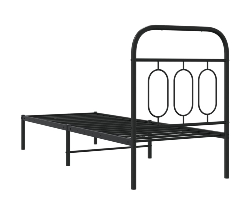 Estructura cama sin colchón con cabecero metal negro 75x190 cm