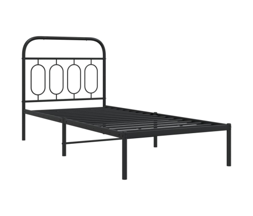 Estructura cama sin colchón con cabecero metal negro 80x200 cm