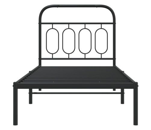 Estructura cama sin colchón con cabecero metal negro 80x200 cm