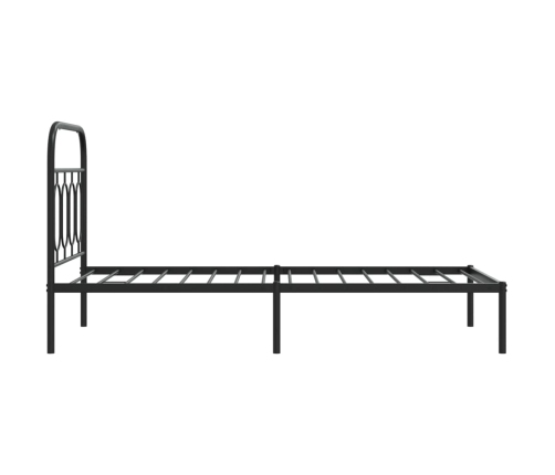 Estructura cama sin colchón con cabecero metal negro 80x200 cm