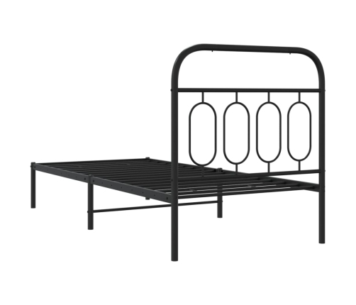 Estructura cama sin colchón con cabecero metal negro 80x200 cm