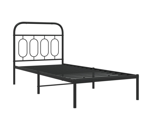 Estructura cama sin colchón con cabecero metal negro 90x190 cm