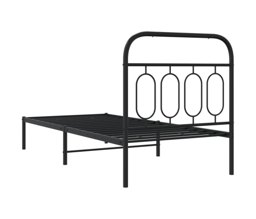 Estructura cama sin colchón con cabecero metal negro 90x190 cm