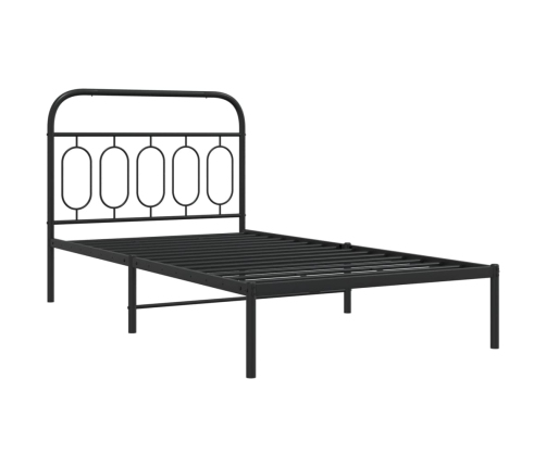 Estructura cama sin colchón con cabecero metal negro 100x190 cm