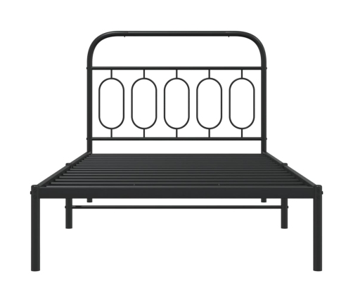 Estructura cama sin colchón con cabecero metal negro 100x190 cm