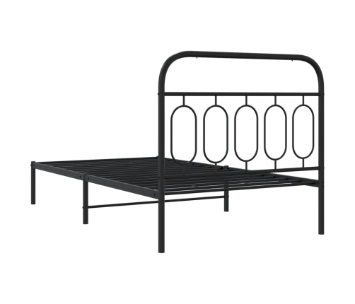 Estructura cama sin colchón con cabecero metal negro 100x190 cm