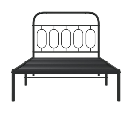 Estructura cama sin colchón con cabecero metal negro 100x200 cm