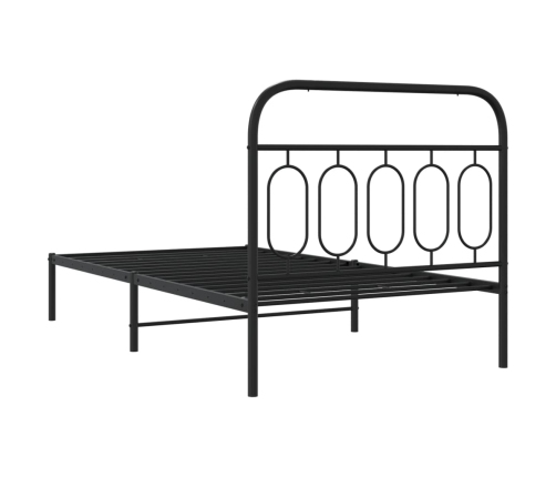 Estructura cama sin colchón con cabecero metal negro 100x200 cm