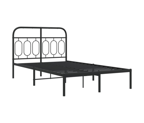 Estructura cama sin colchón con cabecero metal negro 120x190 cm