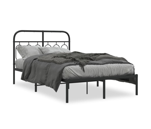 Estructura cama sin colchón con cabecero metal negro 120x190 cm