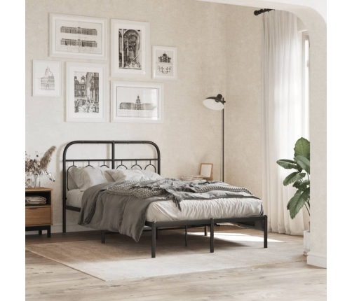 Estructura cama sin colchón con cabecero metal negro 120x200 cm