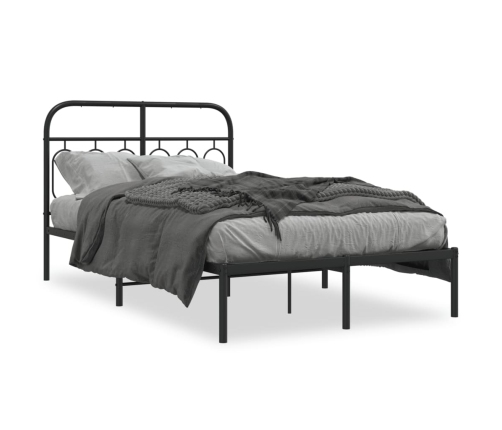 Estructura cama sin colchón con cabecero metal negro 120x200 cm