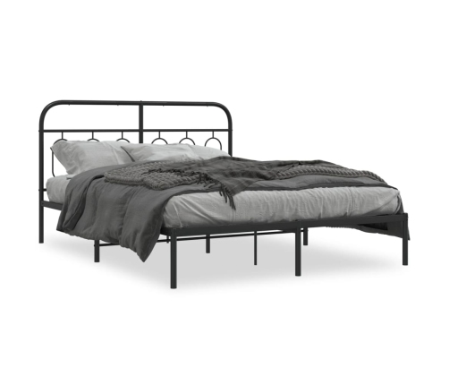 Estructura cama sin colchón con cabecero metal negro 135x190 cm