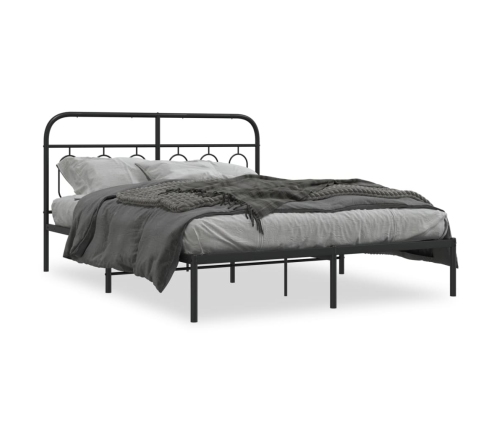 Estructura cama sin colchón con cabecero metal negro 140x190 cm