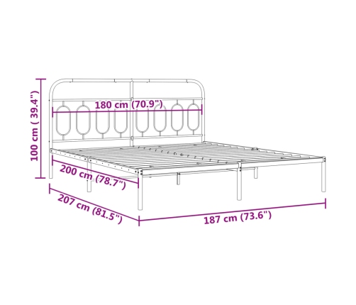 Estructura cama sin colchón con cabecero metal negro 180x200 cm