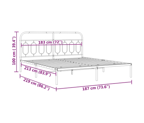 Estructura cama sin colchón con cabecero metal negro 183x213 cm