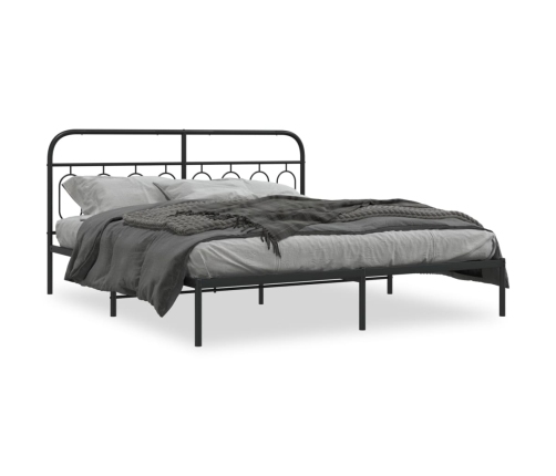 Estructura cama sin colchón con cabecero metal negro 183x213 cm