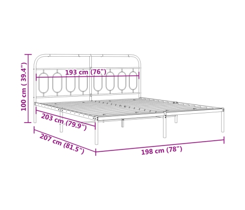 Estructura cama sin colchón con cabecero metal negro 193x203 cm